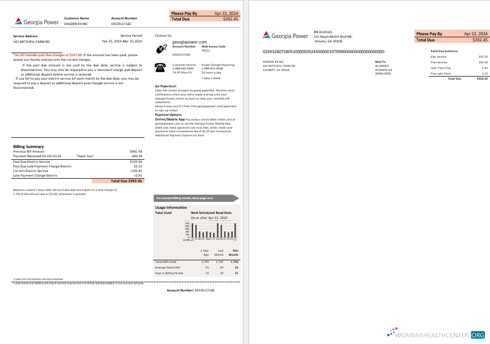 USA Georgia Power business utility new brand bill template in Word and PDF formats, fully editable